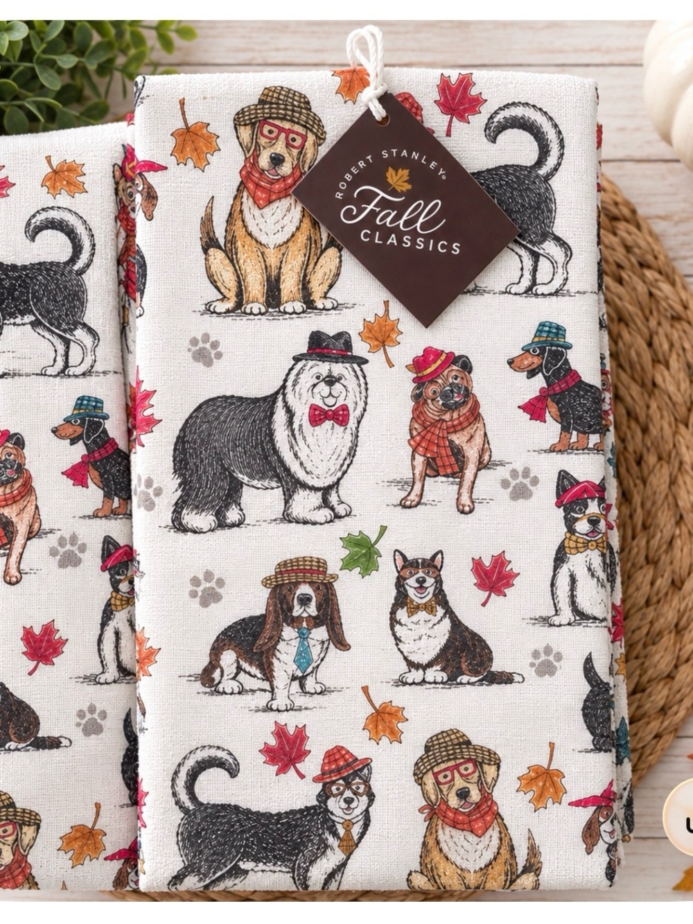 Fall Classics Dapper Dogs Kitchen Towel